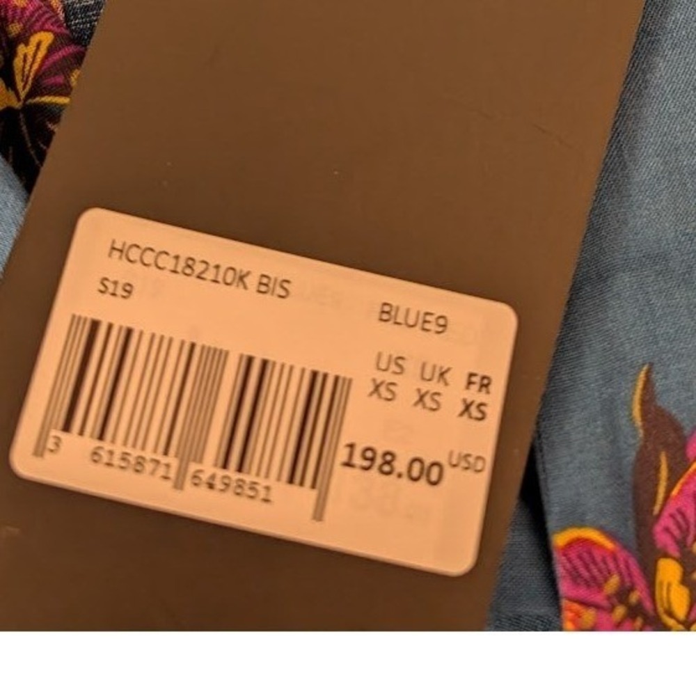 The Kooples Paris Men Blue Floral Short Sleeve Spread Collar Button Up XS NEW - Picture 5 of 9